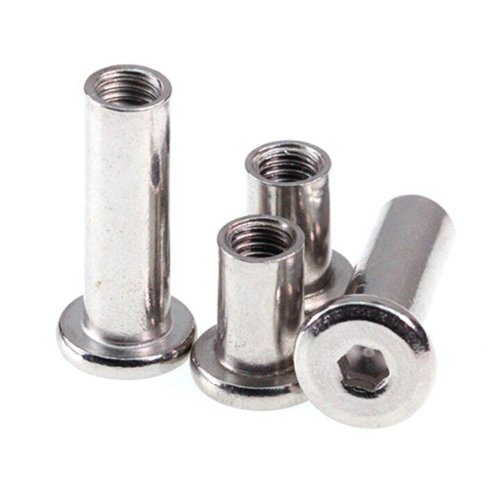 50pcs-lot-m4-m5-m6-m8-m10-stainless-steel-furniture-nut-plywood-dual-screw-fat-head-hexagon-socket-lock-nuts