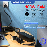 Wavlink PD 100W ที่ชาร์จแบตเตอรี่โทรศัพท์เร็ว USB-C GaN เครื่องชาร์จ USB-C สากลสำหรับแล็ปท็อปแท็บเล็ตโทรศัพท์และอีกมากมายเข้ากันได้กับ MacBook, Chromebook, Lenovo Dell, HP, Asus, Huawei, Samsung,สวิตช์,PS, Xbox