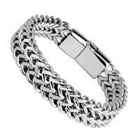 Explosive Hip Hop Stainless Steel Front and Back Mens Simple Bully Punk Bracelet