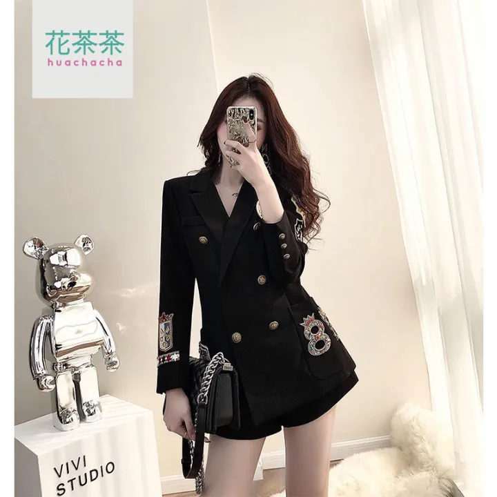 【huachacha】2 Pieces Blazer Sets Jacket+Shorts Lapel Formal Suit Coats ...