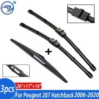 Wiper Front Rear Wiper Blades Set For Peugeot 207 Hatchback 2006- Windshield Windscreen Front Rear Window 26"+17"+16"