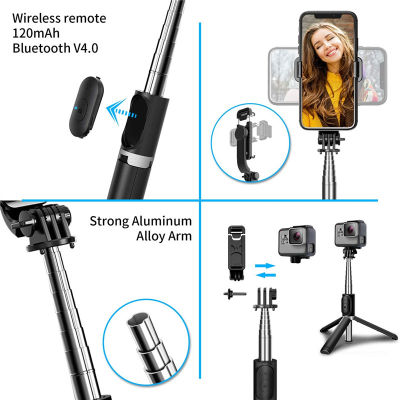 【Cw】Selfie Stick Tripod with Wireless Remote, Mini Extendable 4 in 1 Selfie Stick - 360° Rotation Phone Stand Holder ！