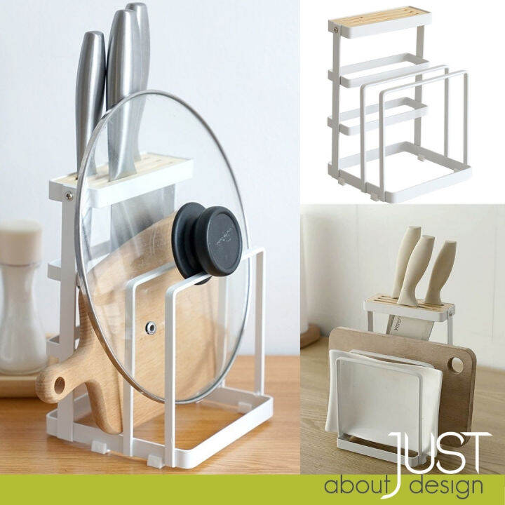 Kitchen Organizer Pot Lid Knife Holder Pemegang Keluli Muji