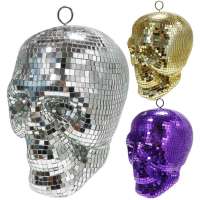 Disco Ball Mirrored Skull Silver Gold Purple Hanging Skull Indoor Decoration Skull Ornaments Can Hang Reflective Skull Pendant