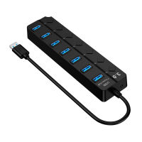 Cable Computer Accessories 7 Port With Individual Switch 5Gbps High Speed Portable USB Hub 3.0 Splitter LED Indicator Light