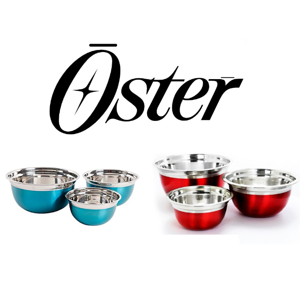 Oster Rosamond 3 Piece Stainless Steel Mixing B owl Set in 