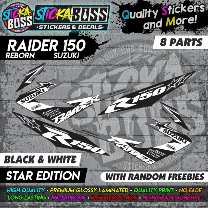 【spot Goods】raider 150 Reborn - Black & White (star Edition) Decal 