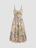 Cider Floral Knotted Cut Out Maxi Dress