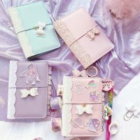 A6 Sequin bow Bandage Cute girl Loose-leaf Notebook Spiral 6 Holes Agenda PU Leather Diary Schedule Book Travel Notepad Suit