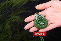 ZZOOI Chinese Green Jade Money Buddha Pendant Necklace Charm Jewellery Fashion Accessories Hand-Carved Man Woman Luck Amulet New