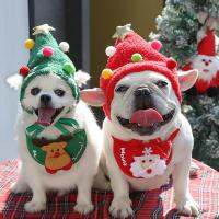 ZZOOI 2022 Christmas Dog Hat Bandana Santa Bibs Scarf Winter Cute Cosplay Costume Outfit For Chihuahua York Pet Articles Accessories