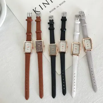 Rectangular ladies watch hot sale leather strap