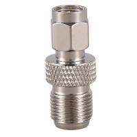 F Type Female to SMA Male Plug Coaxial Adapter Connector Silver Tone