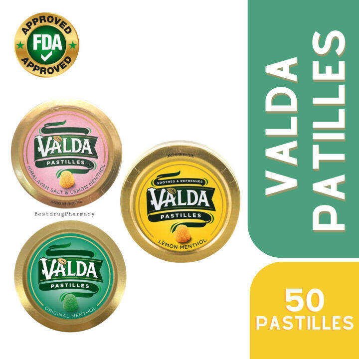 VALDA PASTILLES 50g menthol, lemon, himalayan salt & lemon flavor ...