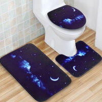 [COD]13Pcs 180X180ซม. Anti-Skid พรมอาบน้ำผ้าม่านกันน้ำ Blue Night Sky Series ชุดพรมปูพื้น Matath Mat Bath Mat ห้องน้ำ