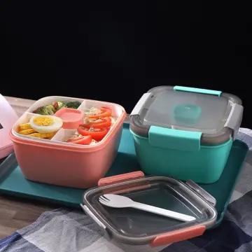 Portable Salad Lunch Container Salad Bowl 2 Layer Bento Boxes Salad Bowls  1.5L