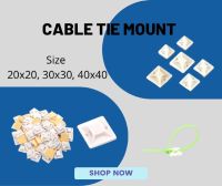 Cable Tie Mount : แป้นกาวรัดสายเคเบิ้ลไทร์ -&amp;gt; ขนาด(Size) 20x20, 30x30, 40x40