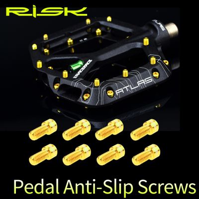 RISK 8pcs/lot Titanium Alloy Anti skid Bolts for Downhill Bicycle Pedals TC4 Ti Pedal Anti slip Screws for XC AM DH Bike M4x8mm