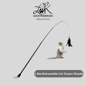 Cat Teaser Wands Retractable Fishing Pole Wand Stick Rod Toy
