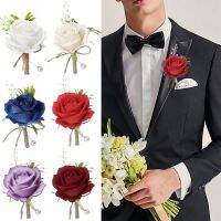 【COD】2PCS ประดิษฐ์กุหลาบ Boutonniere เจ้าบ่าวดอกไม้ทําด้วยมือกุหลาบ Corsage