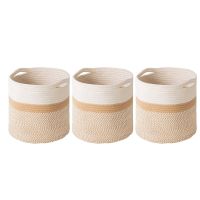 3 Pack Storage Baskets Bins,Shelf Storage Organizer Bookcases,Durable&amp;Stylish Woven Cotton Storage Baskets