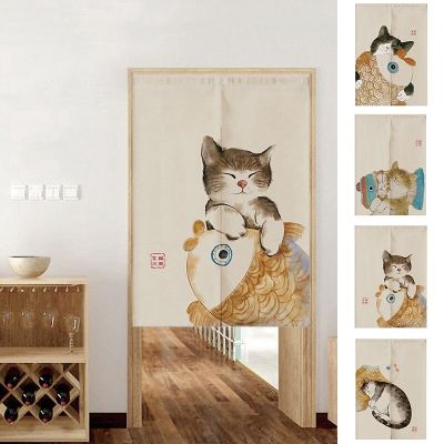 Fashion 2023 Chinas Tirai Door Shares Norens Guest Room Bedroom Fat Cat Partition Printed Tirai Kitchen Door Inside Half-Tire Depends