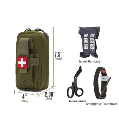 กระเป๋าอีดีซีโมลเลนกฮูกยุทธวิธีสายรัดผ้าพันแผลฉุกเฉิน EMT กรรไกรถุงยังชีพ Kotak P3k แพ็คกองทัพ