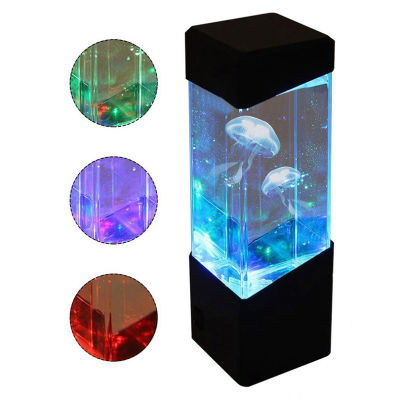 Led Jellyfish Tank Night Light Color Changing Table Lamp Aquarium Electric Mood Lava Lamp For Kids Children Gift Home Room Decor