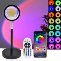 Sunset Lamp RGB 16 Colors APP Remote Control Atmosphere Projection Led Night Light For Home Bedroom Shop Background Decoration Night Lights