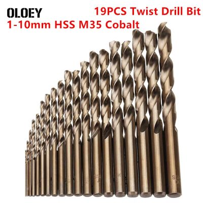 HH-DDPJ19pcs 1-10mm Hss M35 Cobalt Twist Drill Bit Set For Metal Alluminum Wood Drilling Deep Hole Positioning Iron Hss-co Tools Kit