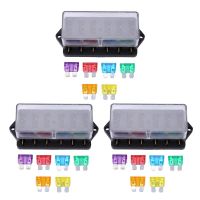 3X 6 Way Fuse Holder Box Car Vehicle Circuit Blade Fuse Box Block + Free Fuse Us Fuses Accessories