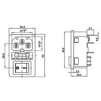 เต้าเสียบไฟตัวผู้ที่นำเข้ามาพร้อมสวิตช์ฟิวส์10A 250V 3ขา IEC320โฆษณา