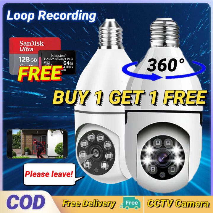 CCTV Camera Connect Cellphone V380 Pro CCTV Camera Bulb 1080P Wireless ...