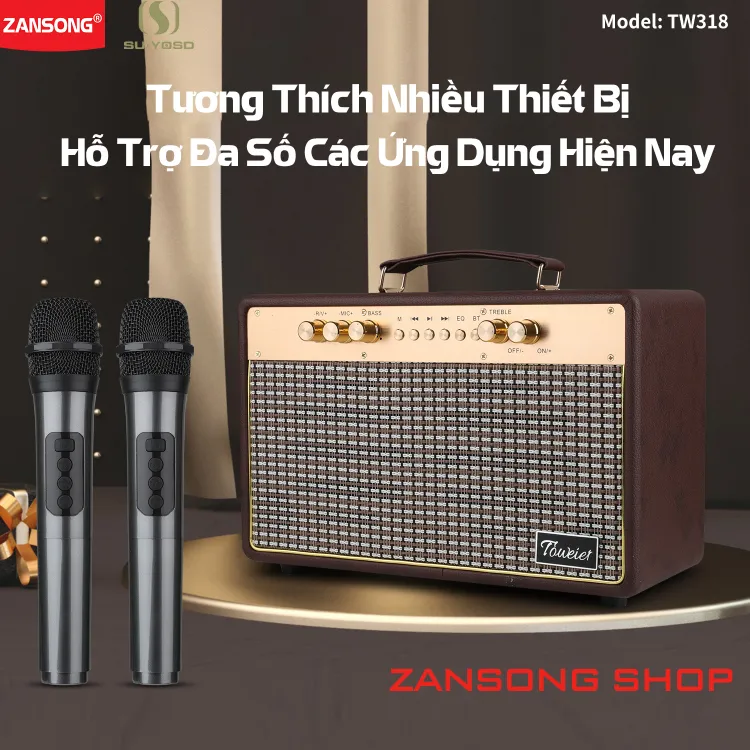 Loa Bluetooth Karaoke TW318 Âm Thanh Siêu Đỉnh Tích Hợp Cổng Micro 6.5  Karaoke Micro Không Dây BH 06 Tháng | Lazada.vn