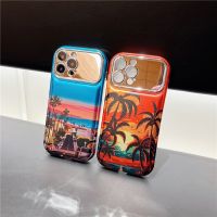 เคส IPhone14 Electroplate หน้าต่างขนาดใหญ่ Seaside Scenery เคสนิ่มหนาสำหรับ iPhone 12 Pro Max 13 Pro Max 14 Pro Max