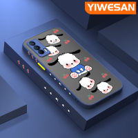 YIWESAN เคสสำหรับ Realme V15 5G ลายการ์ตูนน่ารักลาย Pochacco ขอบสี่เหลี่ยมซิลิโคนนิ่มเคสเคสโทรศัพท์แบบแข็งกันกระแทกเคสป้องกันกล้องฝาปิดเลนส์เต็มตัว