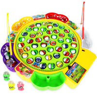 Kids Fishing Toys Electric Musical Rotating Fishing Game Musical Fish Plate Set Magnetic Outdoor Sports Toys for Children Gifts