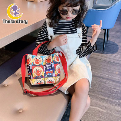 Thera กระเป๋าเด็กกระเป๋ากระเป๋าสายไหล่เดียวผ้าใบลายการ์ตูนโรงเรียนอนุบาลกระเป๋าสะพายข้างเยียวยา