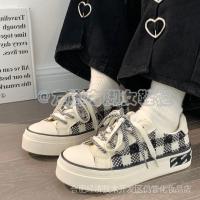 COD DSFGREYTRUYTU Autumn Campus Canvas Shoes Ready Stock New Style White Women Thin 2022 Versatile Female Checkerboard Fast Shipping Sneakers Summer Girls