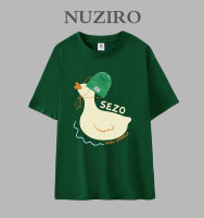 NUZIRO เสื้อยืดแขนสั้นแบบหลวมลายเป็ดน่ารักผ้าฝ้ายสำหรับผู้หญิง