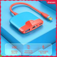 SHANXEN ทีวีแท่นวางมือถืออะแดปเตอร์ขยาย USB ชนิด C ฮับ PD 100W USB 3.0 4K HDMI-เข้ากันได้