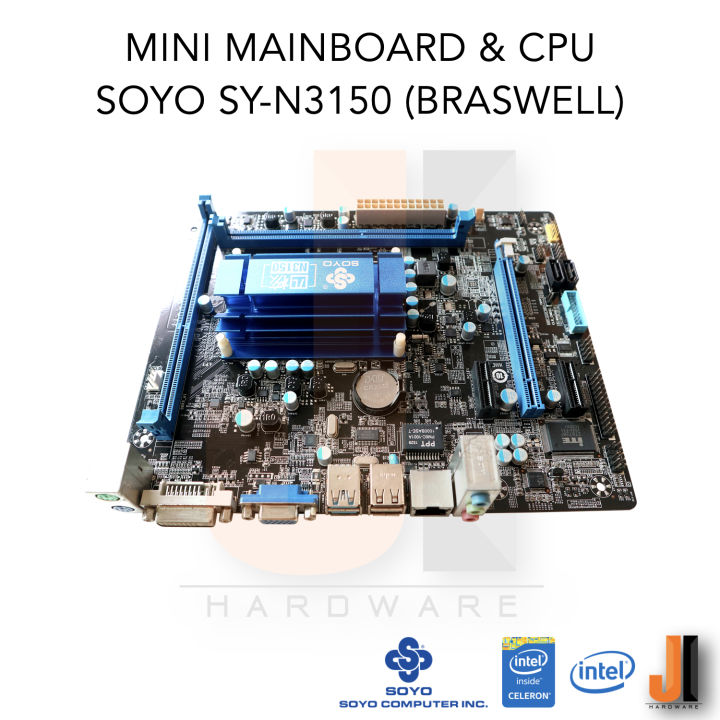 mainboard-with-cpu-soyo-sy-n3150-braswell-cpu-intel-celeron-n3150-1-6ghz-4-cores-4-threads-6-watts-tdp-passive-cpu-cooler-สินค้ามือสองสภาพดีมีฝาหลังมีการรับประกัน