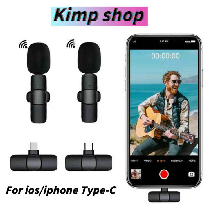 Portable Wireless Microphone Lavalier Audio Video Recording Mic Mini For  IPhone iPad Android Phone Microfonoe With Charging Case