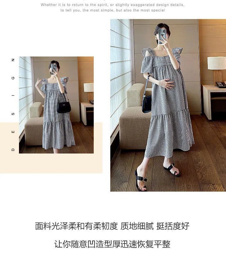 Maternity Dress Plus Size Korean Dress Fashion Off-the-shoulder