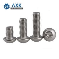 AXK 50Pcs M2 M2.5 M3 M4 M5 304 Stainless Steel A2 Round Head Screws Mushroom Hexagon Socket Button Head Screw Nails Screws  Fasteners