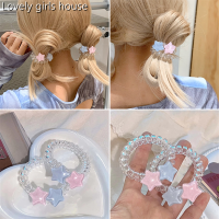 【♡Lovely girls house♡】4Pcs ดาวขนาดเล็กแบบเรียบง่ายเชือกผมโปร่งใสสำหรับผู้หญิงหญิงสาวผ้าโพกศีรษะห่วงผมยืดหยุ่นสูงสไตล์ Ins