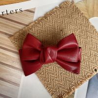 New PU Leather Bow Hair Clips Vintage Solid Color Hairpins Women Girls Bowknot Barrettes Headwear Fashion Korea Hair Accessories