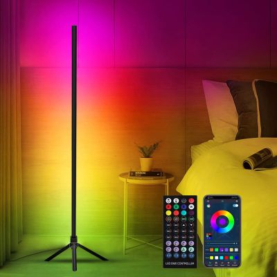 Voice Control RGB Corner Floor Lamp Bluetooth Led Lighting for Living Room Bedroom Home decor Dimmable Color Changing Mood Light
