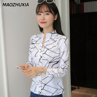 MAOZHUXIA  ผู้หญิงแขนยาว เสื้อชุดทำงานแฟชั่นหลวมสีขาว เสื้อลำลองผู้หญิง เสื้ สวยๆฮิตๆ2023 เสื้อไทย เสื้อ สูทร เสื้อแฟชั่นผญ