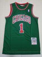 ขายดีผู้ชายชิคาโกบูลส์เดอร์ริคโรส Mitchell Ness เสื้อเจอร์ซีย์ไม้เนื้อแข็งสีเขียว